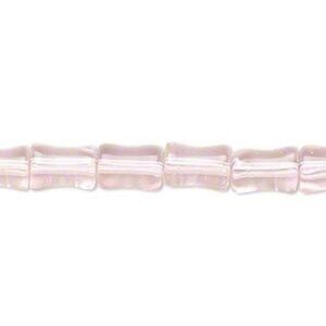 Translucent Pale Pink India Glass 9x7mm Bamboo Tube Beads 16" Strand